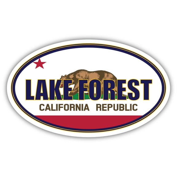Lake Forest City California State Flag | CA Flag Orange County Oval State Colors Bumper Sticker Car Decal 3x5 inches