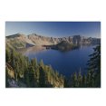 thumbnail image 1 of Lake Forest Cutting Board, Crater Lake Volcano Oregon American Scenery, Decorative Tempered Glass Cutting and Serving Board, in 3 Sizes, by Ambesonne, 1 of 2