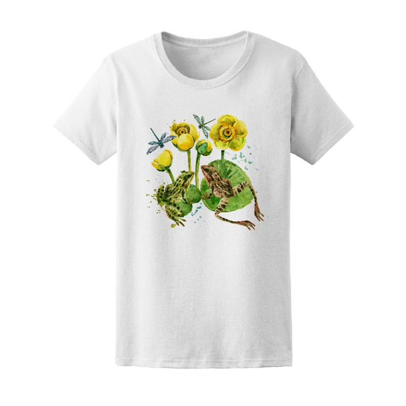 Lake Frog Water Lily Watercolor Tee Women's -Image by Shutterstock