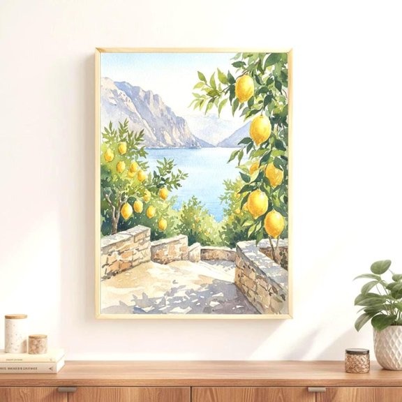 Lake Garda Lemon Grove Art Print Italian Lakeside Orchard Landscape Botanical Decor