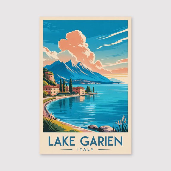 Lake Garda Travel Print Canvas Wall Art, Lake Garda Wall Hanging Home Decoration Lake Garda Canvas Art, Wall Art Print Canvas Art, Lake Garda Travel Art-1WN2638