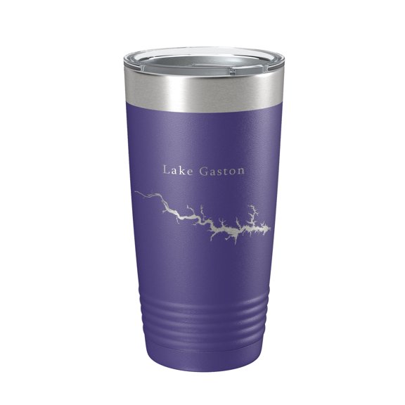 Lake Gaston Map Tumbler Travel Mug Insulated Laser Engraved Coffee Cup North Carolina Virginia 20 oz Purple