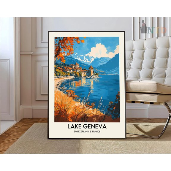 Lake Geneva Print, Lake Geneva Wall Art, Lake Geneva Poster, Lake Geneva Photo, Lake Geneva Poster Print, Lake Geneva Switzerland poster, Unframed Paper Poster 8x10in