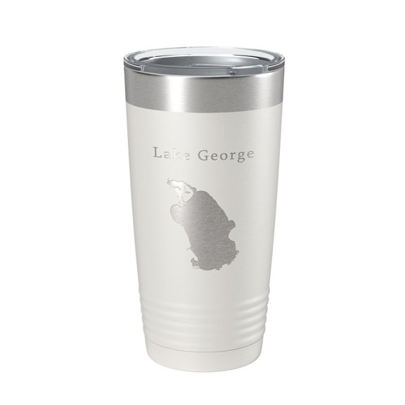 Lake George Map Tumbler Travel Mug Insulated Laser Engraved Coffee Cup Florida 20 oz White