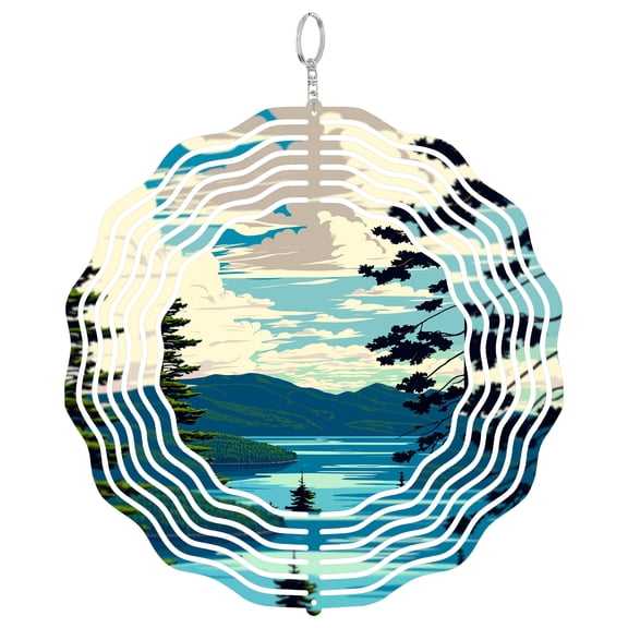 Lake George NY Wind Spinner, Kinetic 3D Hanging Yard Art for Patio & Garden