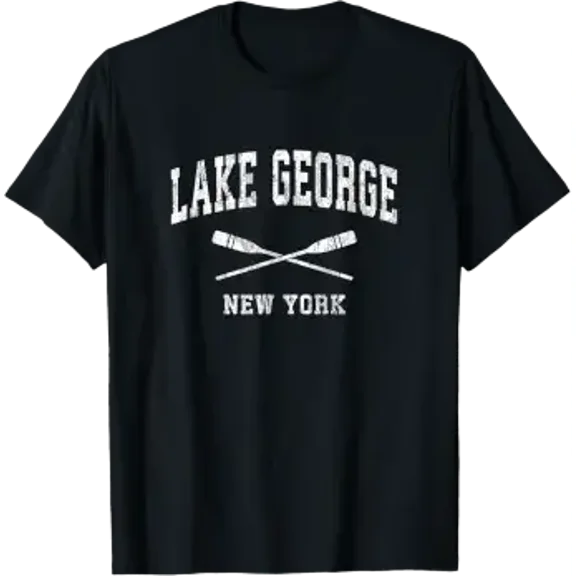 Lake George New York Vintage Nautical Paddles Sports Oars T-Shirt