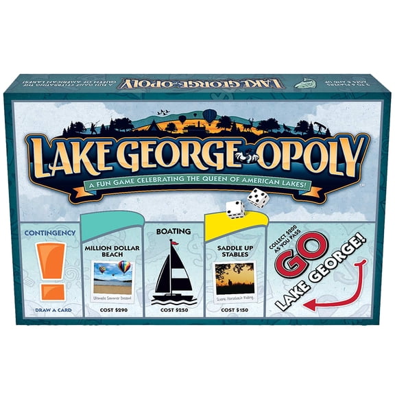 Late For The Sky: Lake George-Opoly - Vacation Destination Themed Opoly-Style Board Game, Family Strategy Play, 2-6 Player, Traditional or 1hr Version