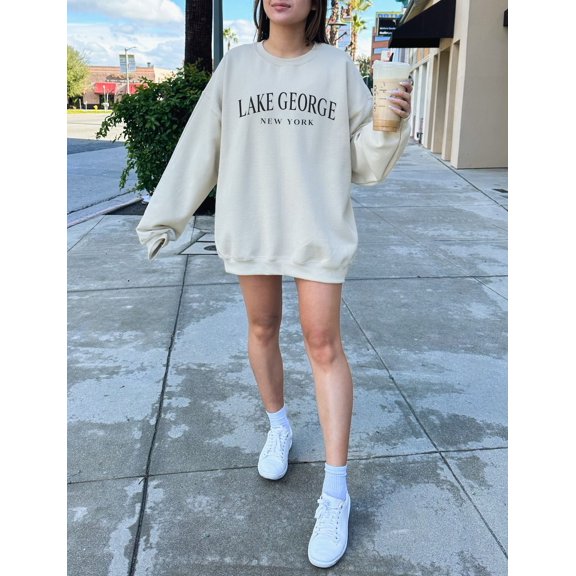 Lake George Sweatshirt, Trendy Preppy Sweatshirt, Aesthetic College Crewneck, Oversized Minimalist Sweater, Lake George New York Sweater All Size S-5Xl