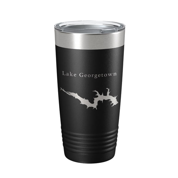 Lake Georgetown Map Tumbler Travel Mug Insulated Laser Engraved Coffee Cup Texas 20 oz Black
