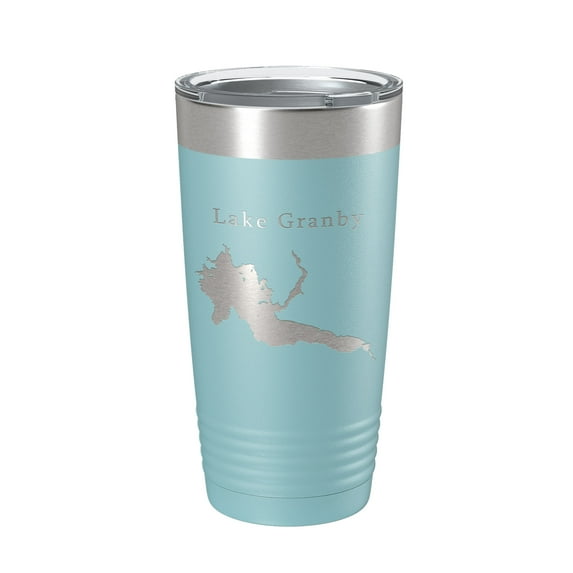 Lake Granby Map Tumbler Travel Mug Insulated Laser Engraved Coffee Cup Colorado 20 oz Light Blue