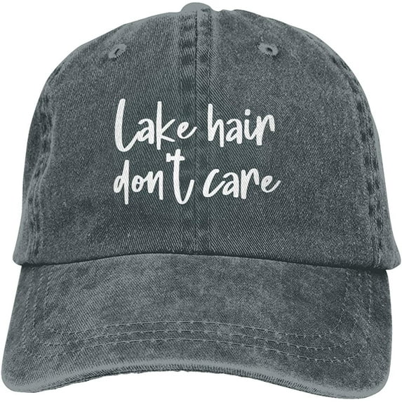 Lake Hair Don''t Care Hat, Distressed Cotton Adjustable Lake Life Baseball Cap for Men Women
