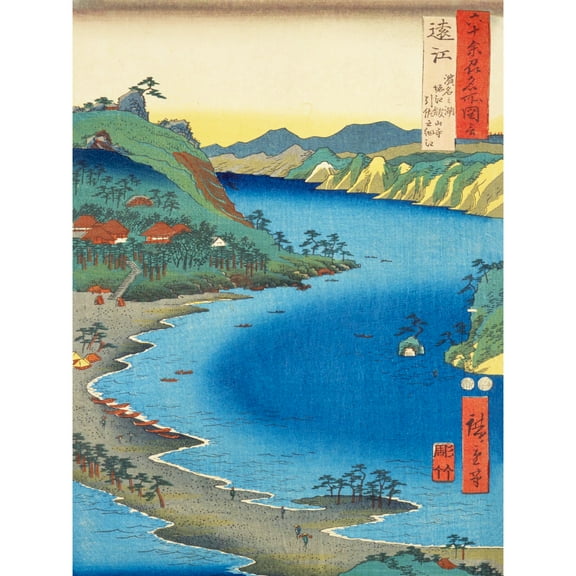 Lake Hamana, Kanzan Temple in Horie and the Inasa-Horie Inlet Totomi Province Utagawa Hiroshige Japanese Woodblock Wall Art Poster Print Picture