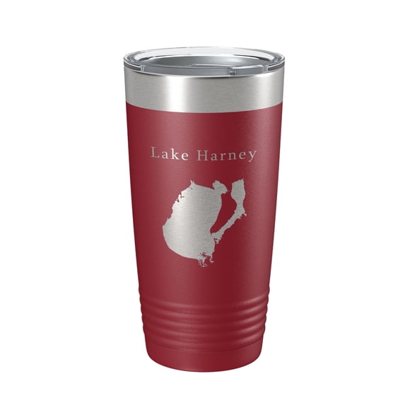 Lake Harney Map Tumbler Travel Mug Insulated Laser Engraved Coffee Cup Florida 20 oz Maroon