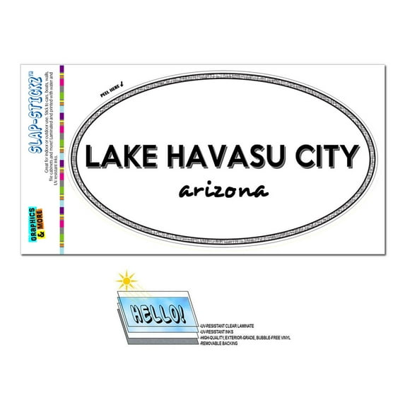 Lake Havasu City, AZ - Arizona - Black and White - City State - Oval Laminated Sticker