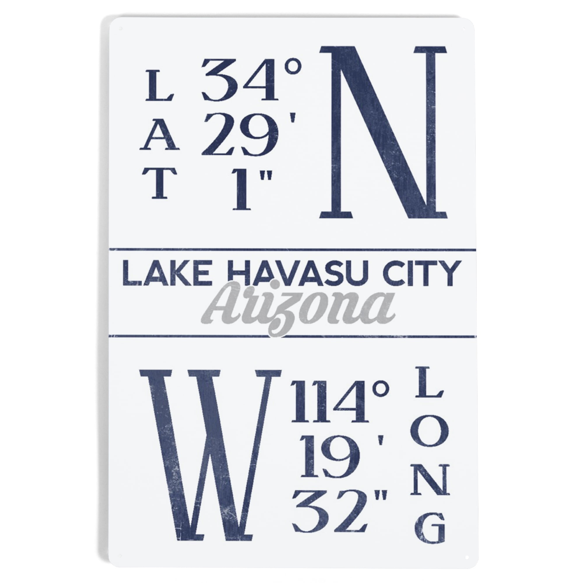 Lake Havasu City, Arizona, Latitude and Longitude (12x18 Aluminum Art