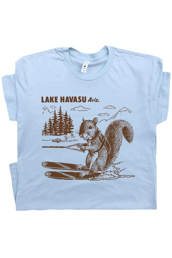 Lake Havasu T Shirt Water Ski Squirrel Shirts for Men Women Retro Cute Vintage Lake Havasu Camping Boating Skiing Theme Graphic Tee