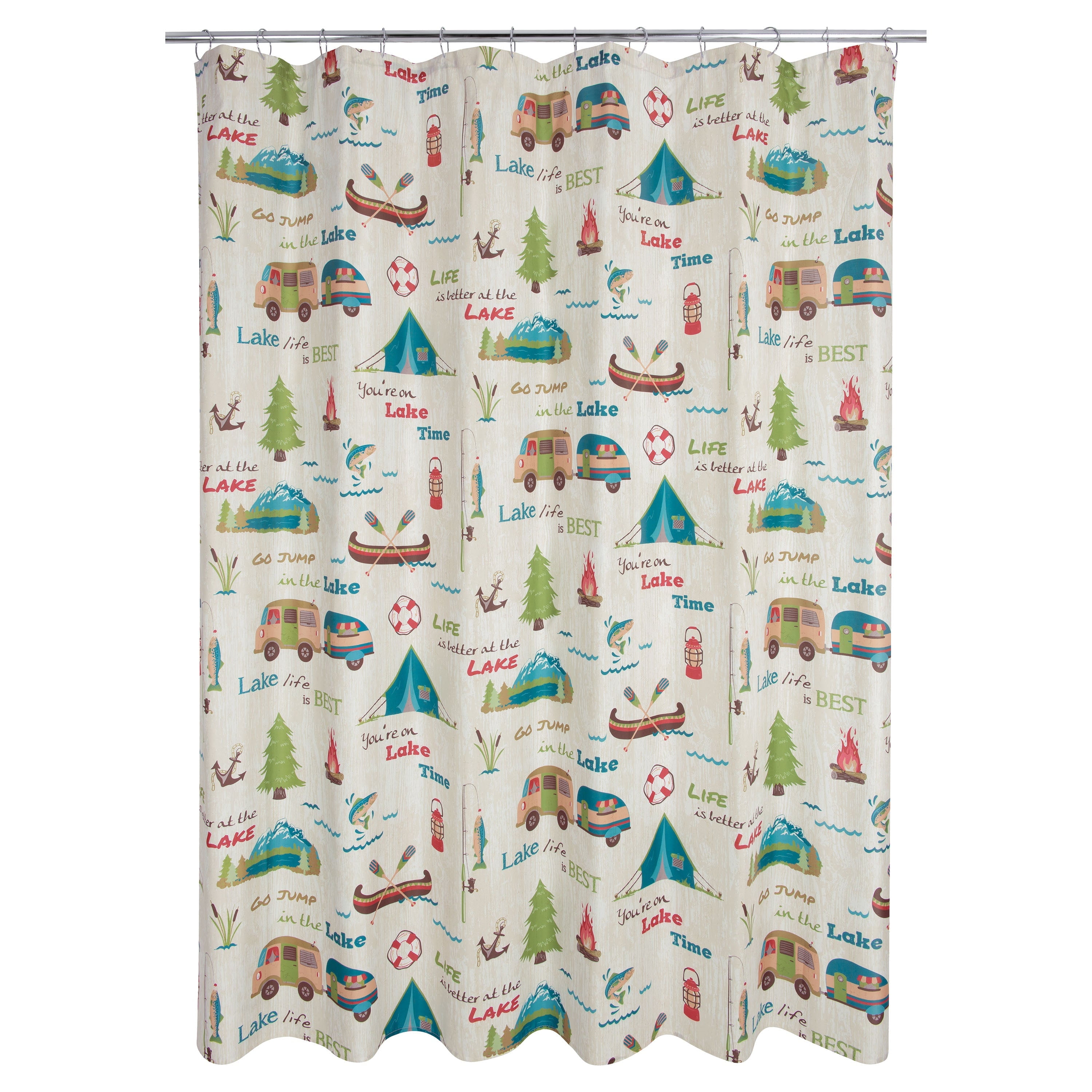 Lake Holiday Multicolor Polyester Microfiber Shower Curtain