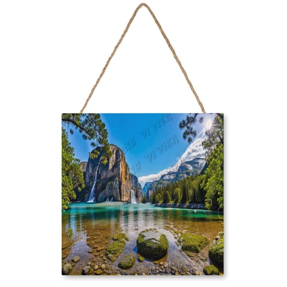 Lake Home Signs Decor, Hanging Wood Sign Home Décor, Wood Wall Art Plaques, Nature Wall Decor, Housewarming Gift 12x12 inches