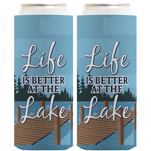 Lake House Accessories Life is Better at the Lake 2-Pack Ultra Slim Can Thermocoolers