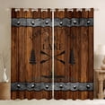 thumbnail image 1 of Lake House 30%-50% Blackout Curtains 42"Wx63"L, Lake Paddle Decor Curtains & Drapes Rustic Farmhouse Curtains Teens Adult Women Bedroom Decor, Retro Wooden Planks Window Curtains 2 Panels, Brown, 1 of 5