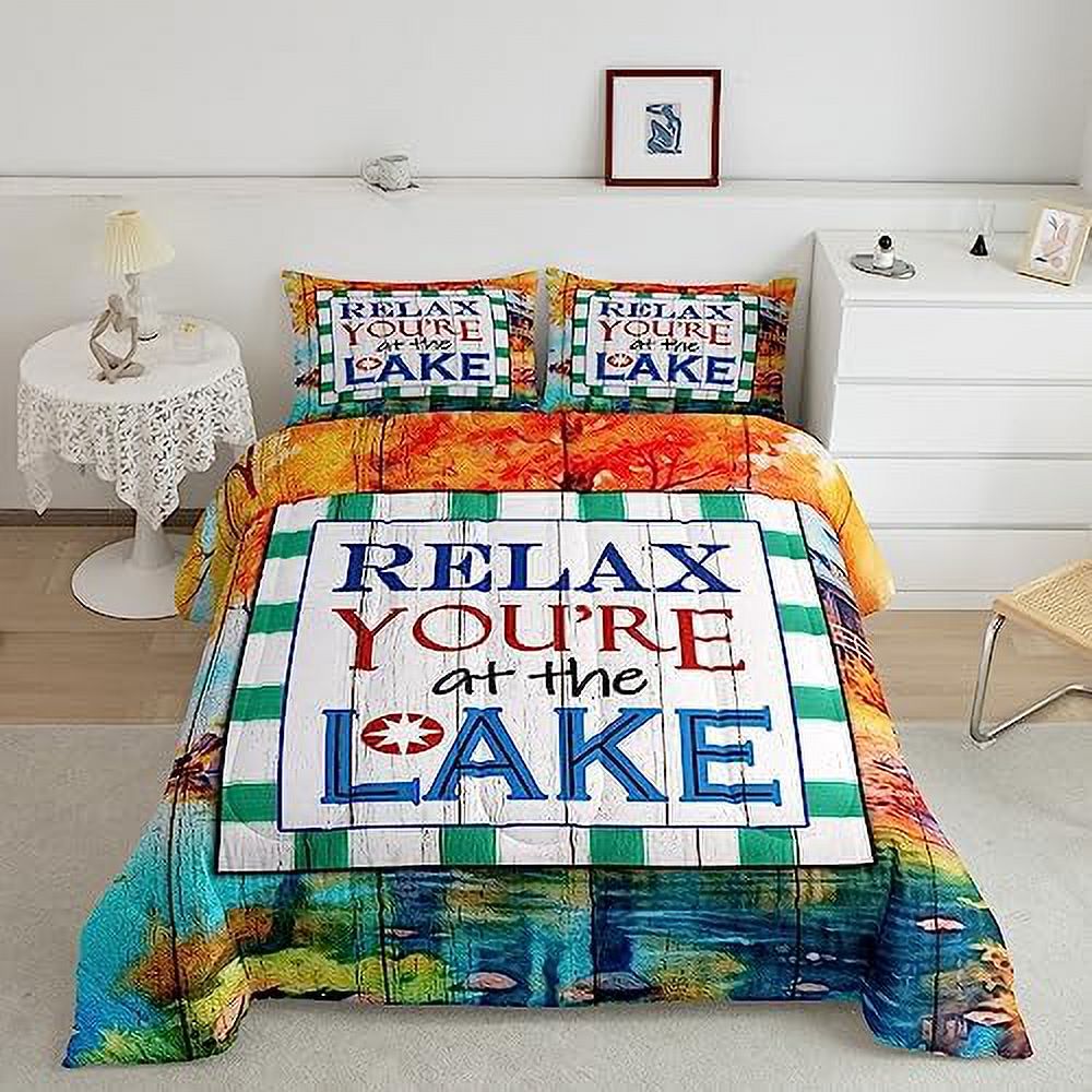 Lake House Comforter Set Size Rustic Farmhouse Bedding Set for Kids