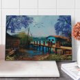thumbnail image 1 of Lake House Cutting Board, Vintage Hand Drawn Artisan Picture of Fishing Village with Old Bridge and Gulls, Decorative Tempered Glass Cutting and Serving Board, Large Size, Multicolor, by Ambesonne, 1 of 1