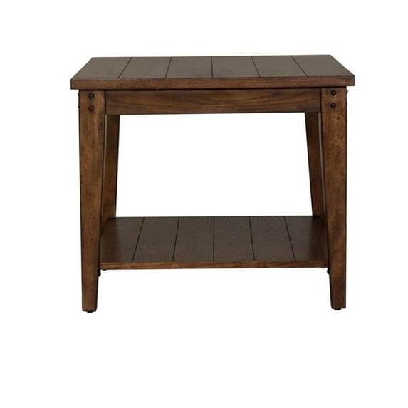 Lake House Dark Brown Square Lamp Table