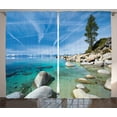 thumbnail image 1 of Ambesonne Nature Curtains 2 Panel Set, Coastal Tropical Tahoe, 108" x 90", Blue Grey, 1 of 3