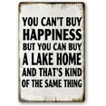 thumbnail image 1 of Lake House Decor For The Home Fishing Cabin Metal Tin Sign Outdoor You Can'T Buy Happiness But You Can Buy A Lake Home Signs Lake Life Wall Decor Lake House Gifts 12 X 8 Inch, 1 of 5