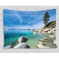 thumbnail image 1 of Lake House Decor Tapestry, Aerial View of A Tropic Phenomenal Universe Innate of World Artwork Photo, Wall Hanging for Bedroom Living Room Dorm Decor, 60W X 40L Inches, Blue Grey, by Ambesonne, 1 of 2