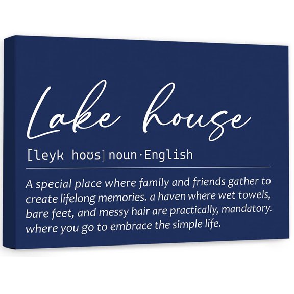 Lake House Definition Wall Decor,Lake House Canvas Wall-Art Signs Pictures Paintings Gifts For Lakes Lovers Camper Cabin Decor
