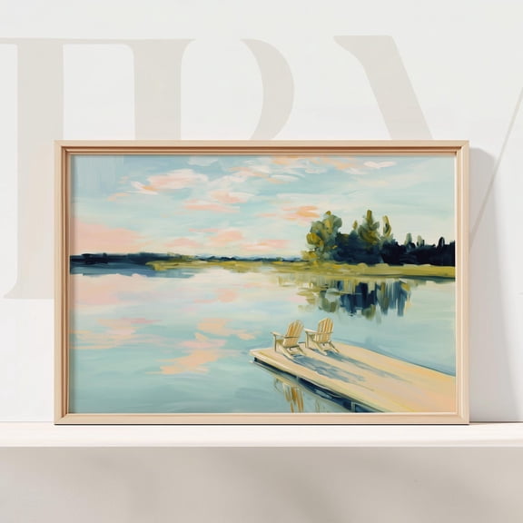 Lake House Dock Wall Art Print Waterfront Decor Unframed Paper Print