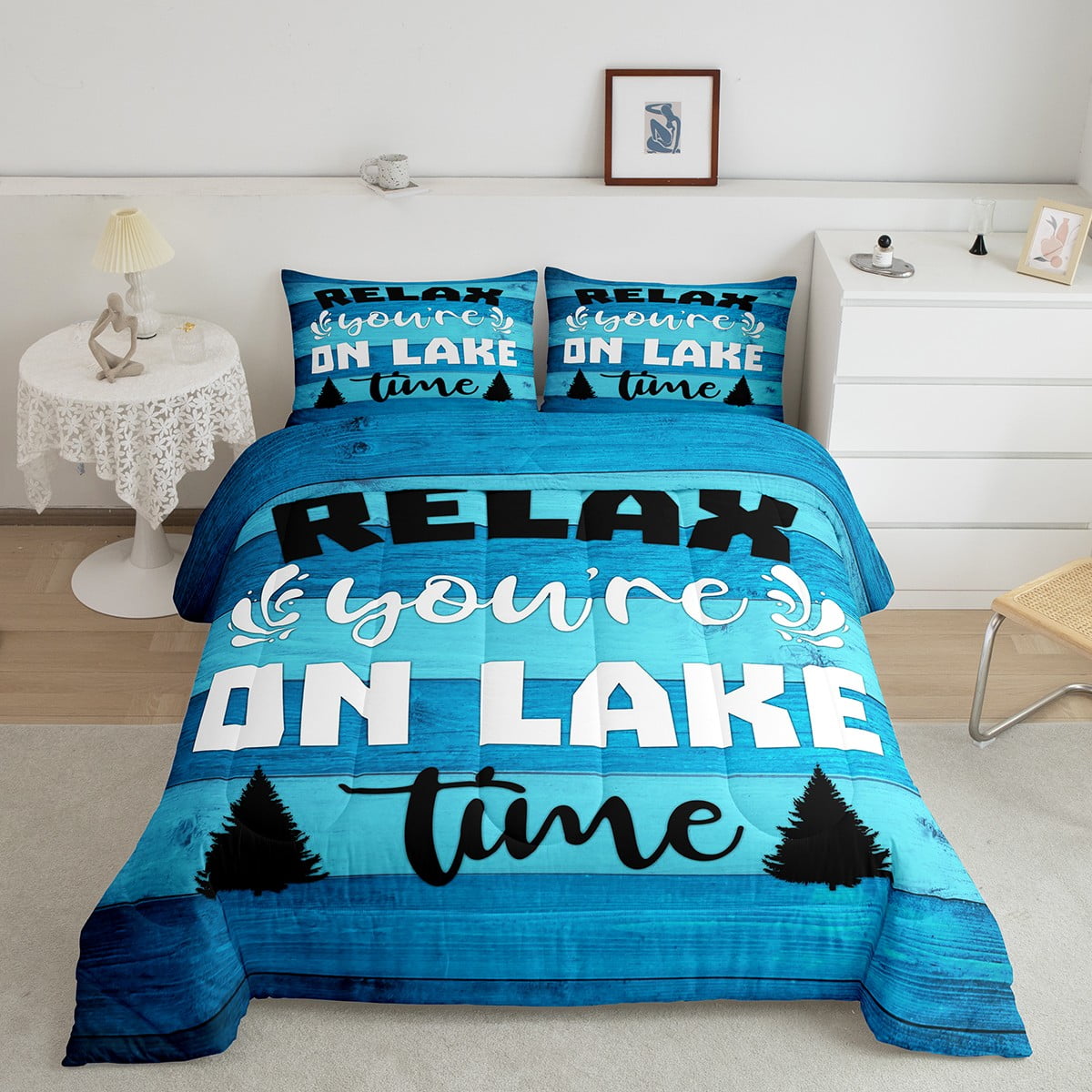 Lake House Full Bedding Set Rustic Farmhouse Comforter Set, Country