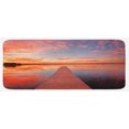 thumbnail image 1 of Lake House Kitchen Mat, View of the Timber Deck Pier over Idyllic Sky at Dawn Scenery Print, Plush Decorative Kitchen Mat with Non Slip Backing, 47" X 19", Orange Lavender, by Ambesonne, 1 of 1