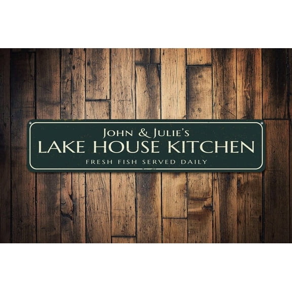 Lake House Kitchen Sign Fresh Fish Served Daily Sign Custom Chef Name Sign Restaurant Decor - House Kitchen - Size: 16 x 4 Inches