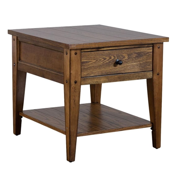 Lake House Medium Brown End Table