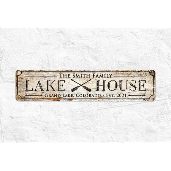 Lake House Metal Aluminum Sign Custom Sign Welcome Sign Lake House Decor Lake Sign Personalised Gifts Rustic Home Décor - Size: 16 x 4 Inches