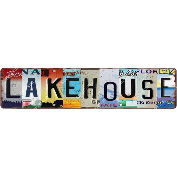 Lake House Metal Tin Sign For Home Office Living Room Bar Cafe Restaurant Club Wall Decor 4x16 Inches