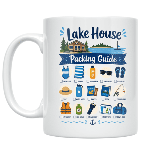Lake House Packing Guide Infographic - Lake House Enthusiast - 11 oz Ceramic Coffee Mug