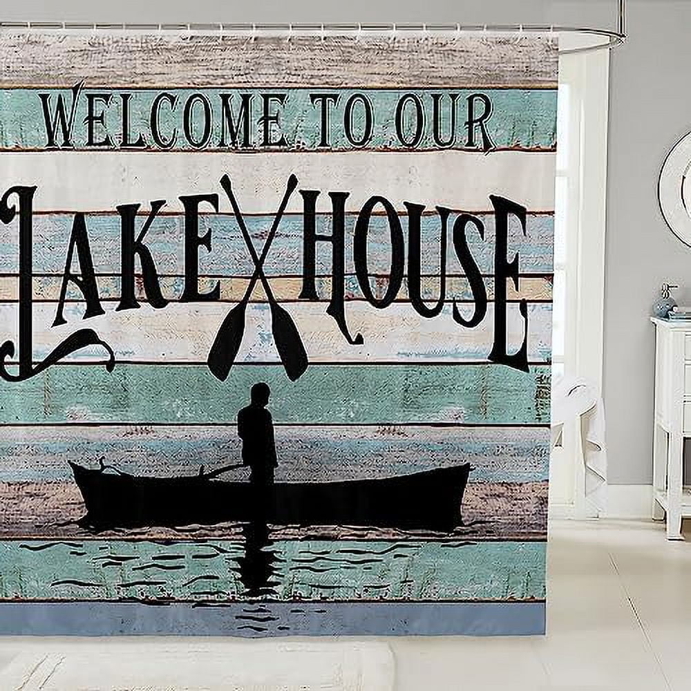 Lake House Shower Curtain 72"x84" Rustic Lake Bathroom Shower Curtain