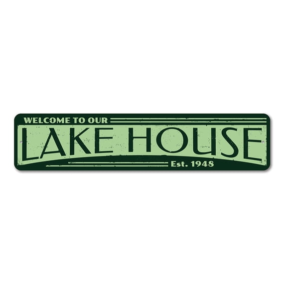 Lake House Sign, Welcome Sign, Lake House Decor, Custom Established Date Sign, Lake Aluminum Decor - 4x18 inches