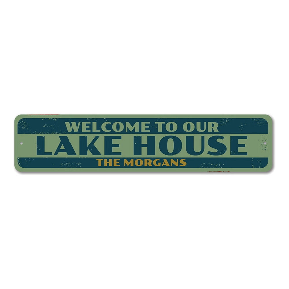 Lake House Sign Sign Lake House Metal Decor Sign SIZE 4 x 16