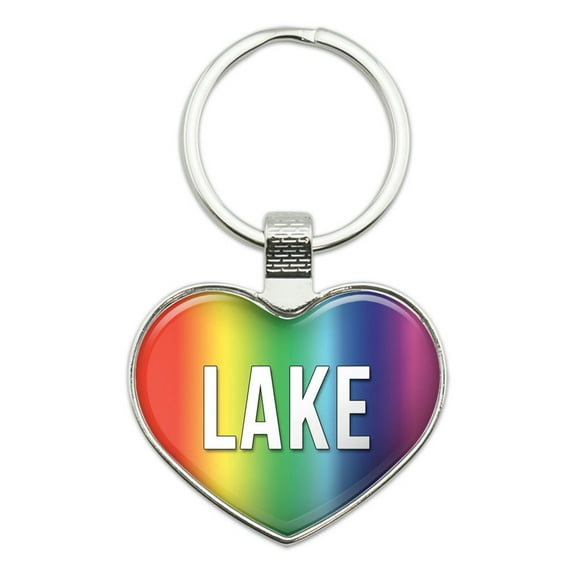 Lake I Love Name Heart Metal Key Chain