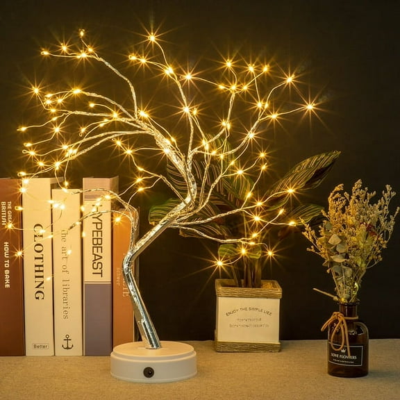 Lake Industries 20" LED Firefly Tree Lights | Bonsai - Bedroom, Desk Top, Table Lamp Decoration | USB/Battery Operated | Touch Switch | DIY Adjustable Branches | Home Party Holiday | Warm Lighting