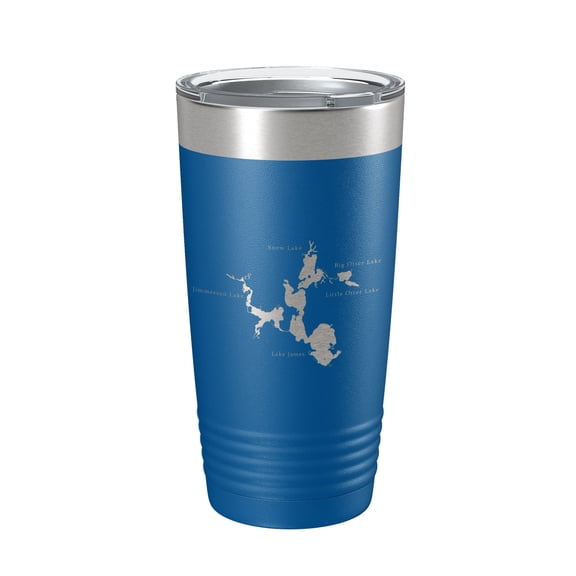 Lake James Snow Lake Jimmerson Lake Map Tumbler Travel Mug Insulated Laser Engraved Coffee Cup Pokagon State Park Indiana 20 oz Royal Blue