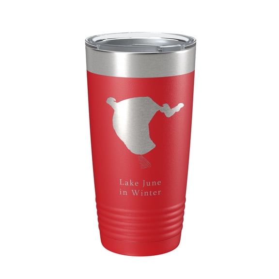 Lake June in Winter Map Tumbler Travel Mug Insulated Laser Engraved Coffee Cup Florida 20 oz Red