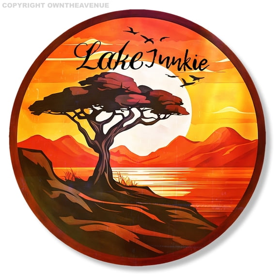 Lake Junkie Vintage Retro Synth Wave Grunge Style Hiking Camping Sticker Decal