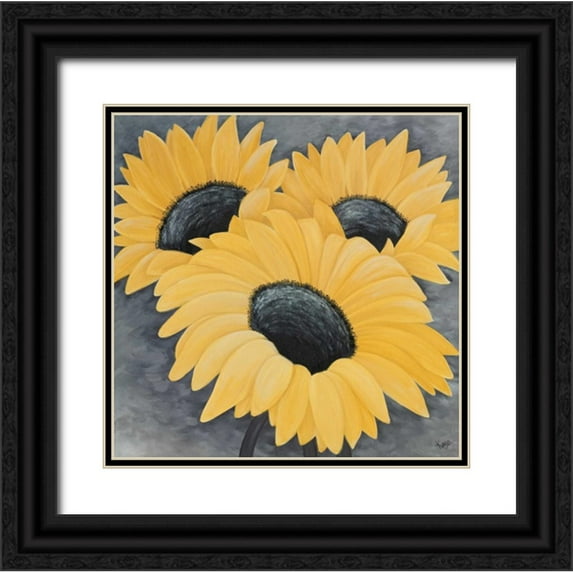 Lake, Kaye 12x12 Black Ornate Wood Framed with Double Matting Museum Art Print Titled - Sunflower Serenade I