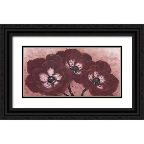 Lake, Kaye 32x18 Black Ornate Wood Framed with Double Matting Museum Art Print Titled - MOHAGONY ANEMONE I