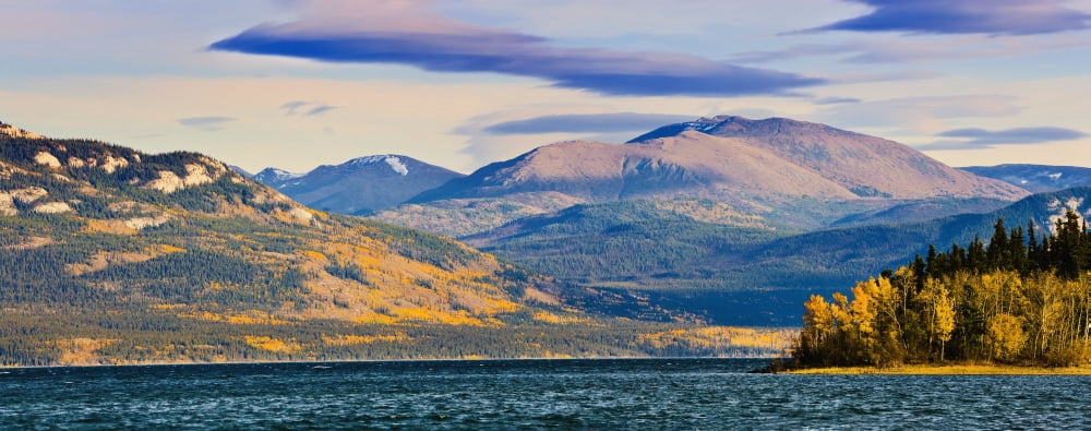 Lake Laberge Near Whitehorse Yukon Canvas Art - Yves Marcoux Design Pics (23 x 9)